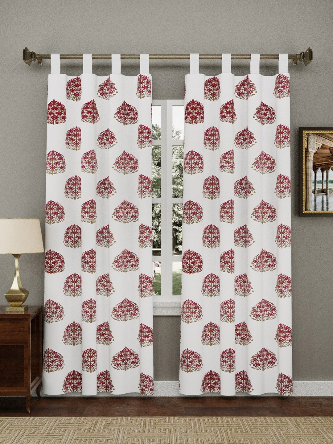 

Gulaab Jaipur White & Red Ethnic Motifs Printed Door Curtain