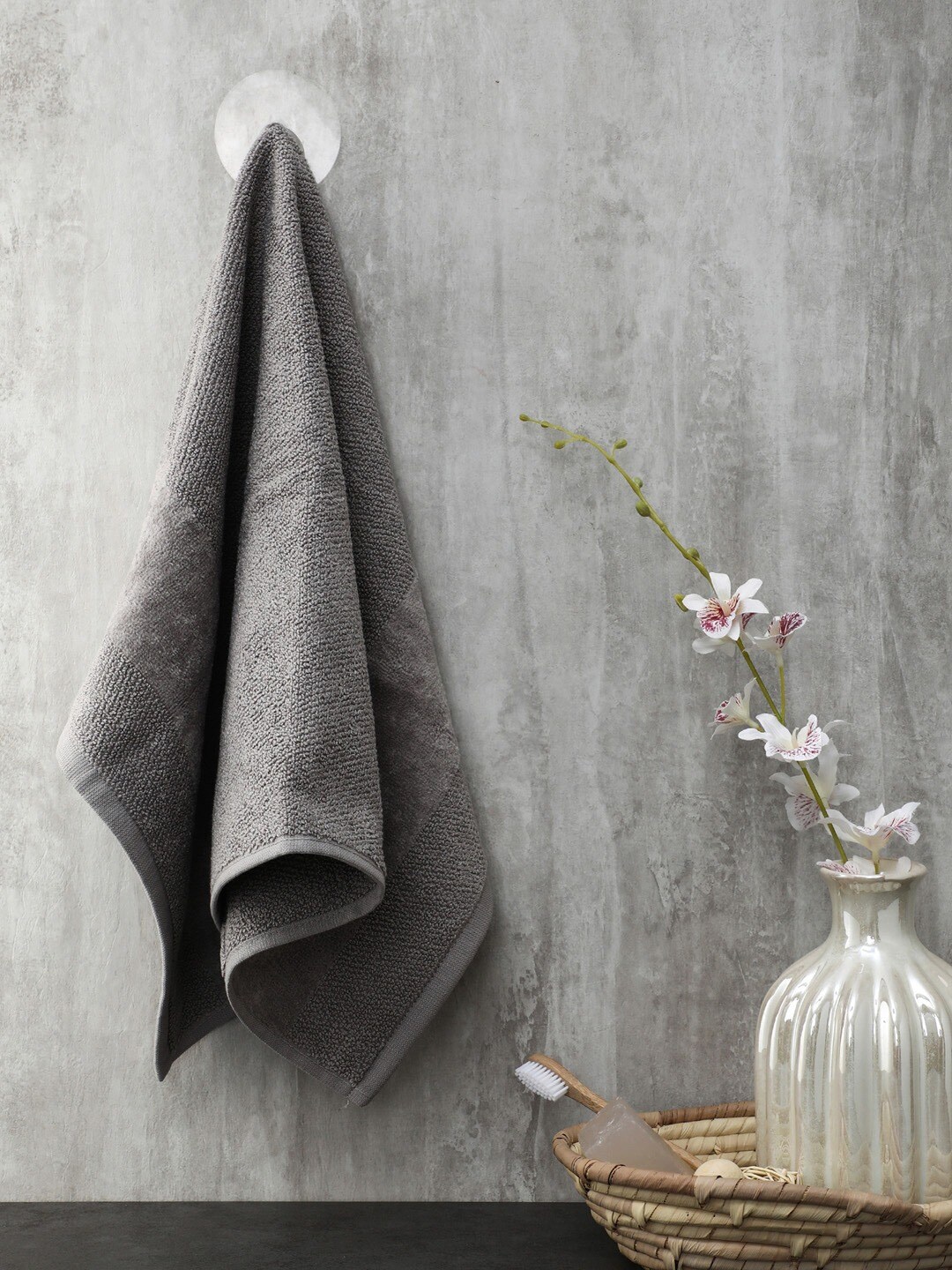 

Pure Home and Living Set Of 4 Grey Solid 550 GSM Hand Towels