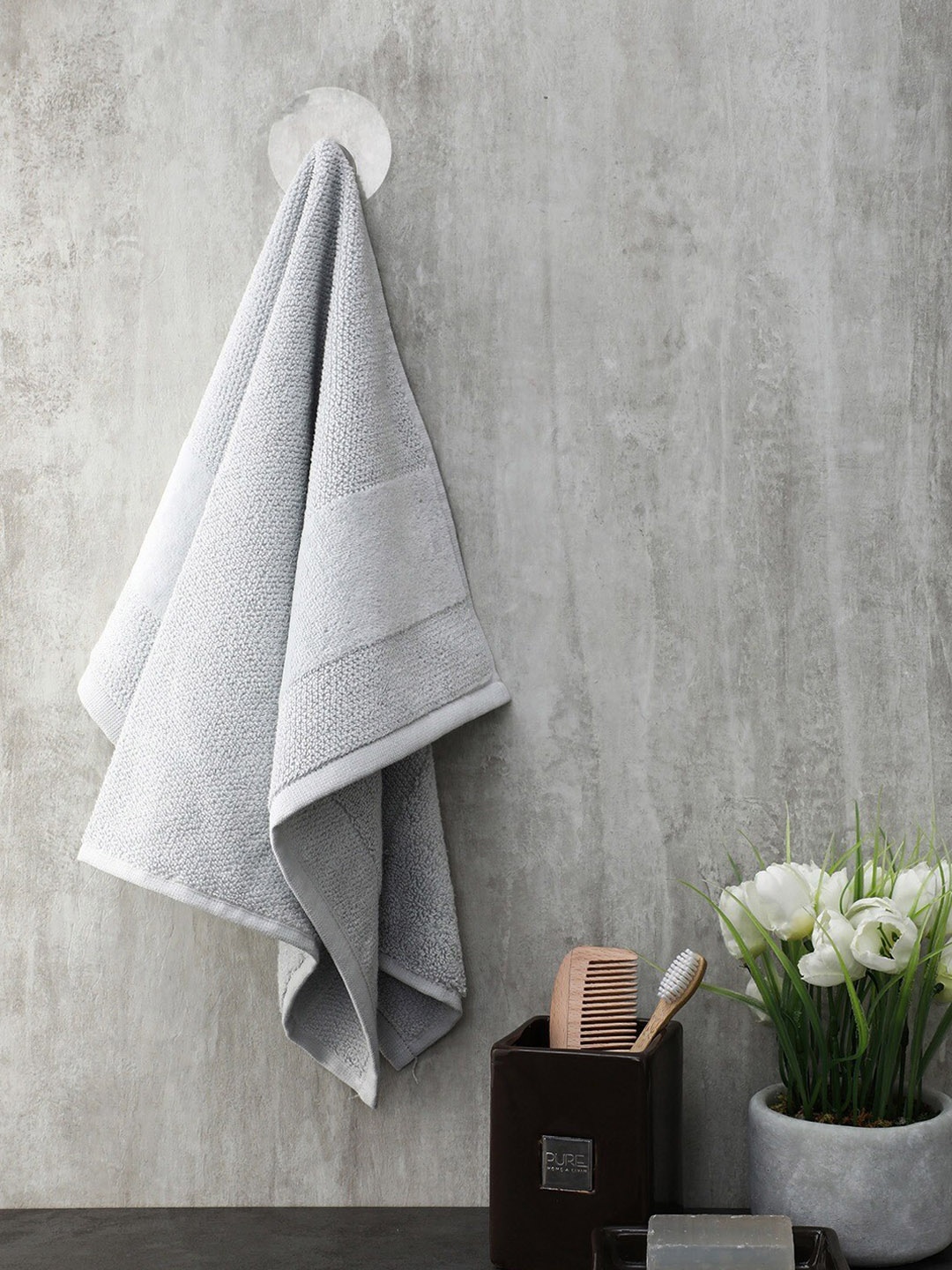 

Pure Home and Living Set Of 4 Grey 550GSM Hand Towels