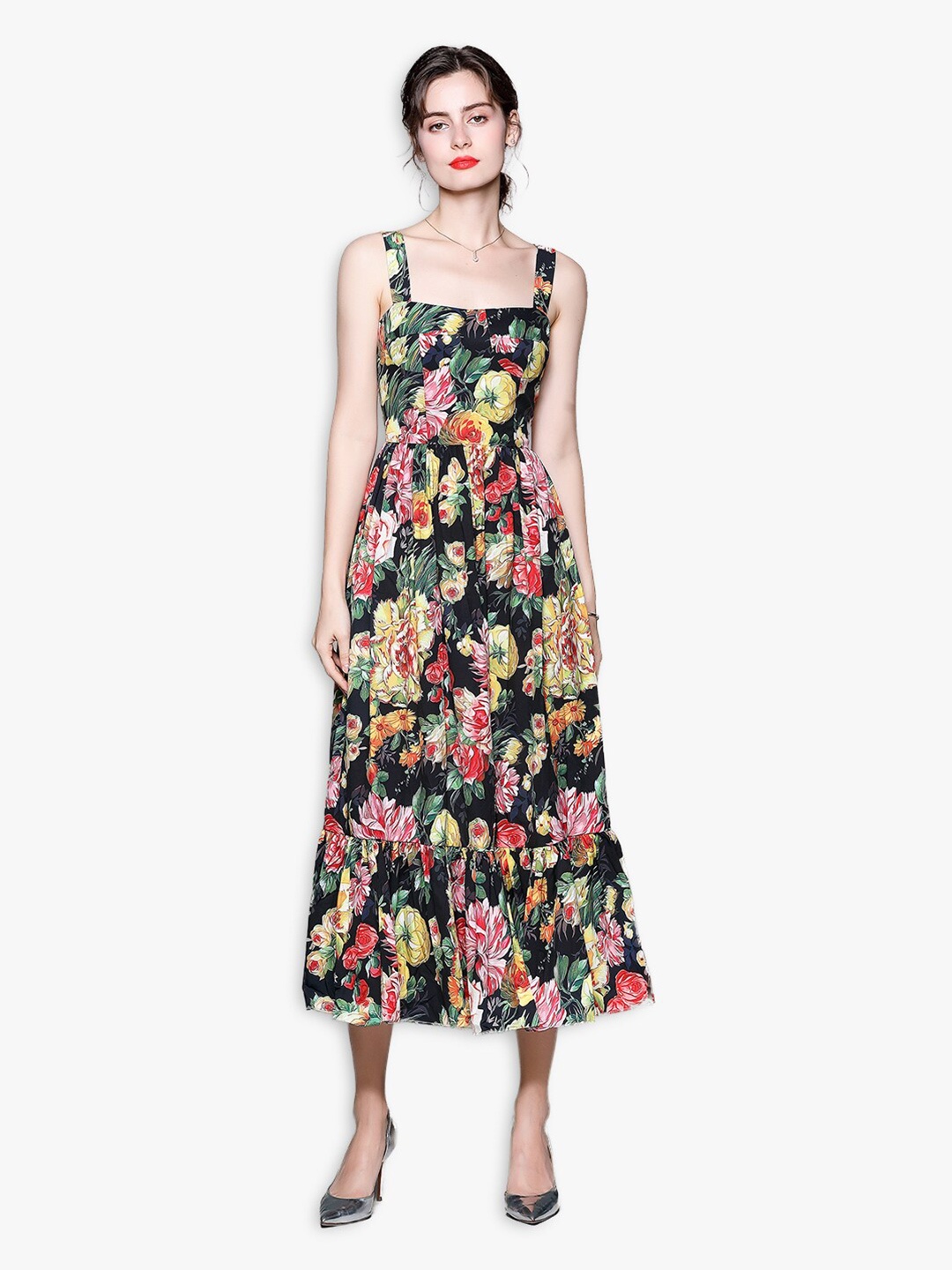 

JC Collection Women Multicoloured Floral A-Line Dress, Multi
