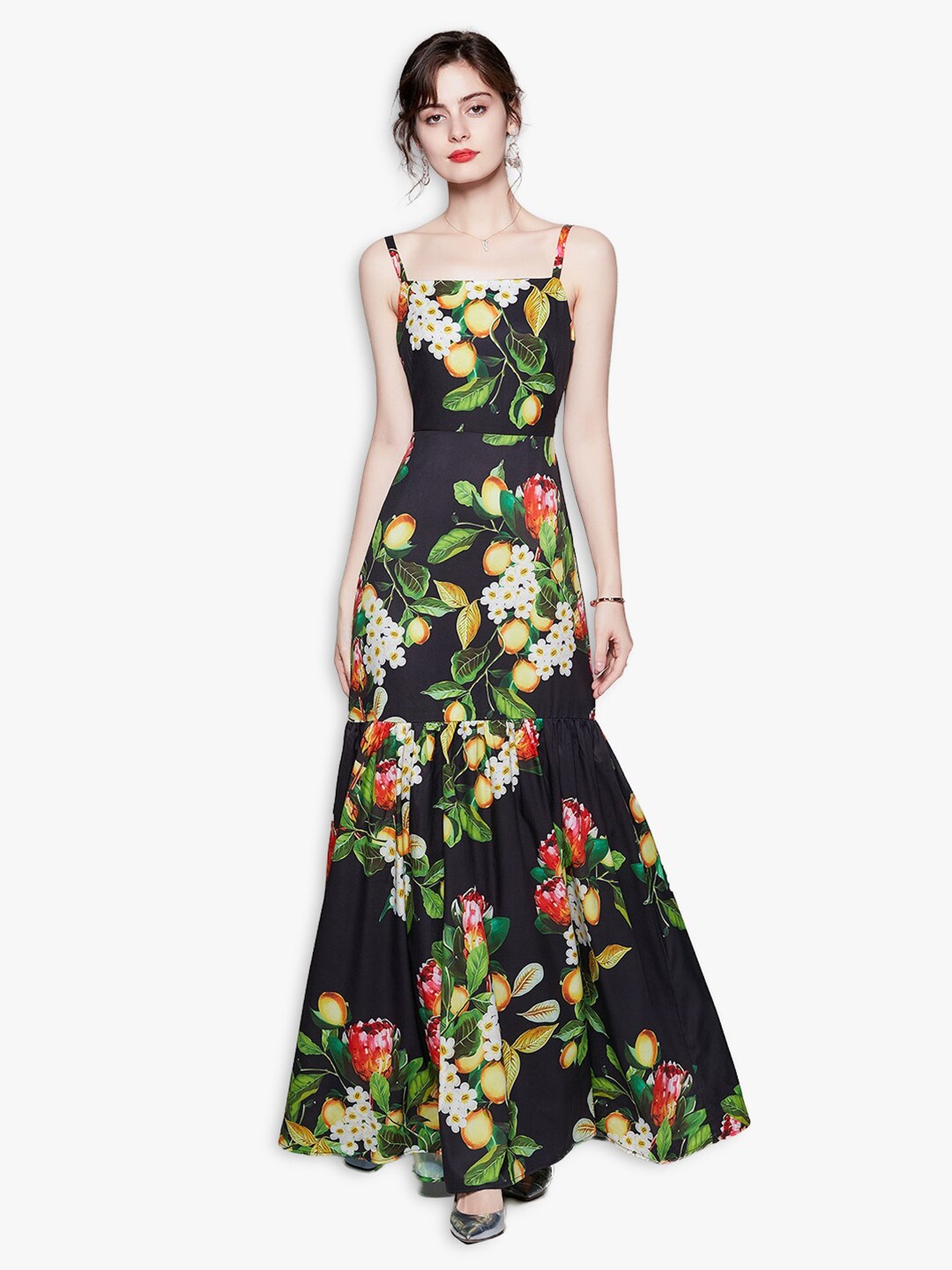 

JC Collection Multicoloured Floral Shoulder Straps Maxi Dress, Multi