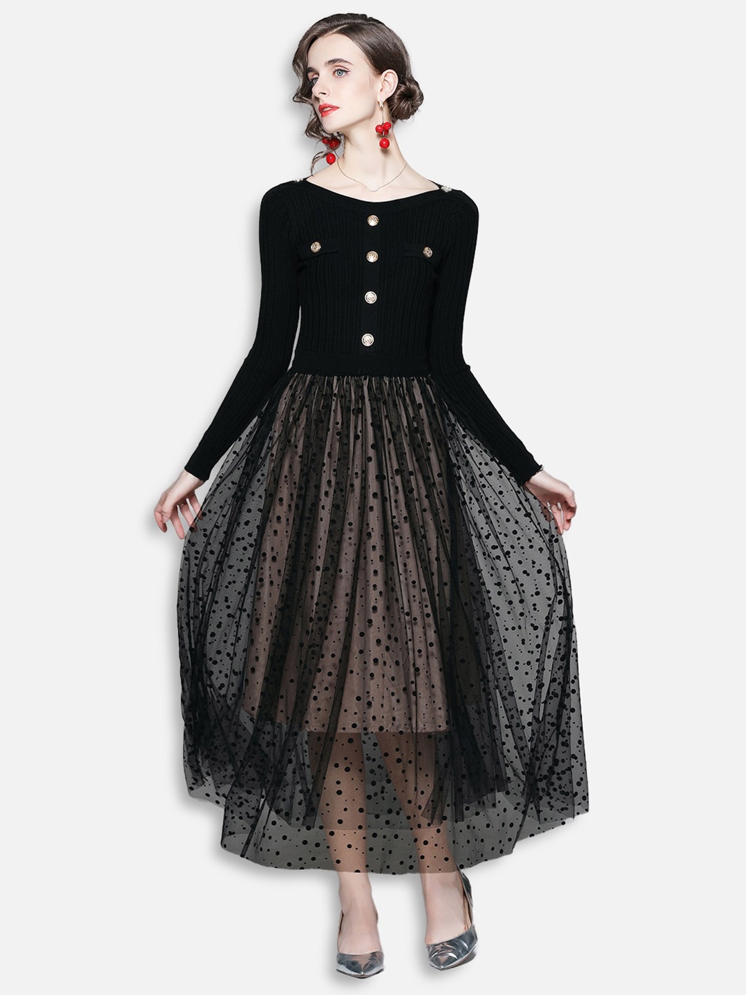 

JC Collection Black Fit and Flare Dress