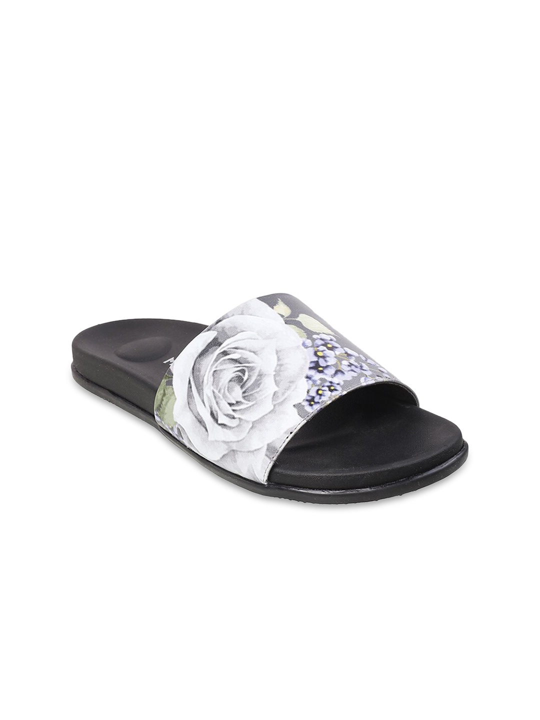 

Mochi Women Black & White Printed Sliders