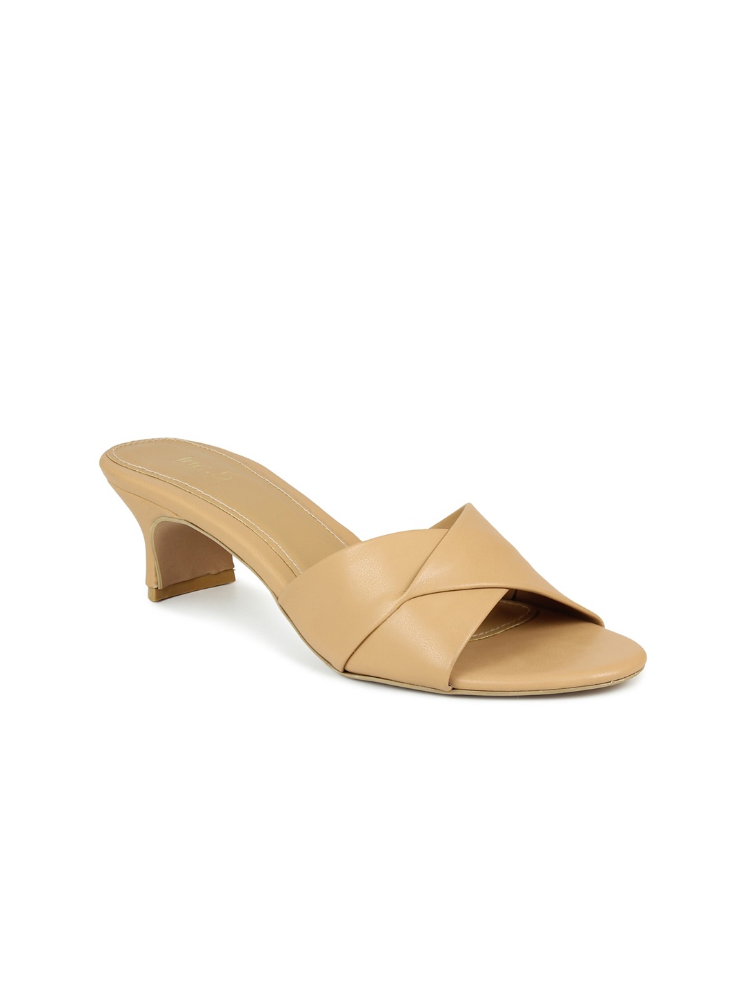 

Inc 5 Beige Kitten Peep Toes with Buckles