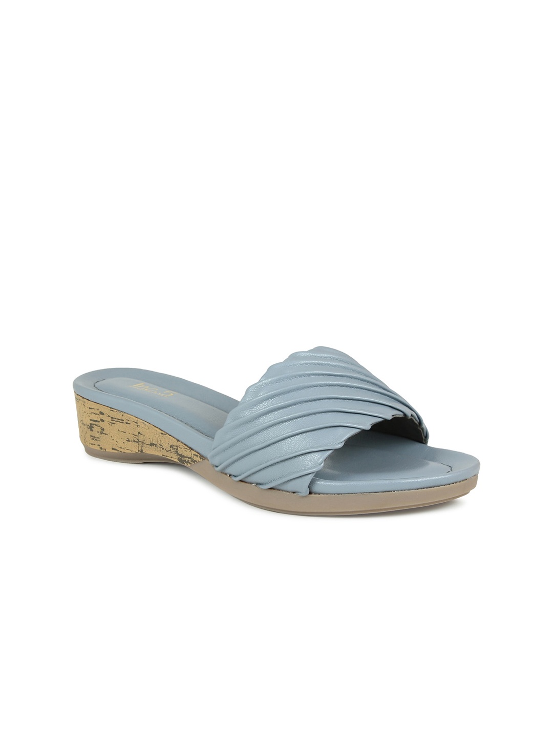 

Inc 5 Blue Striped Wedge Mules