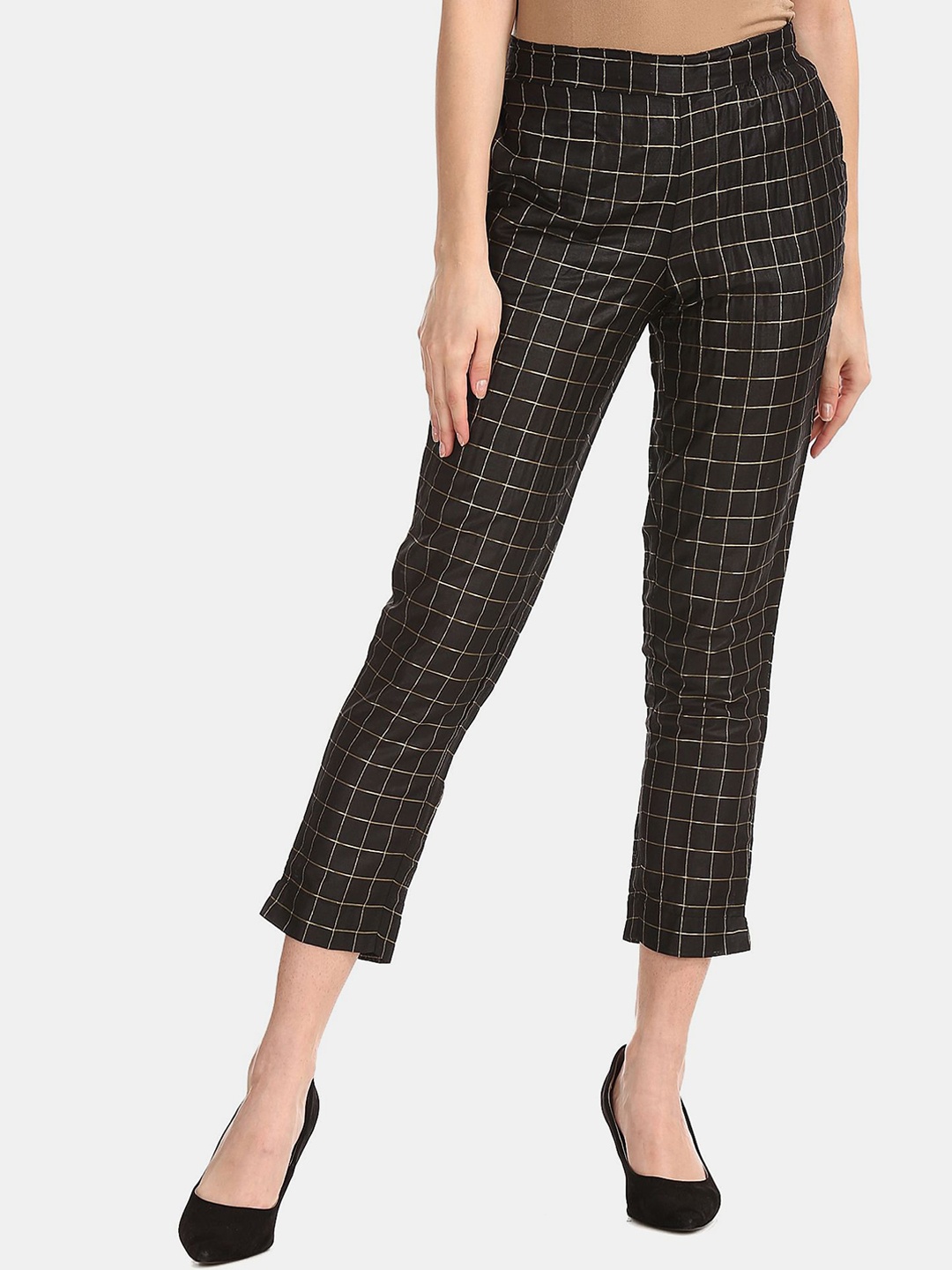 

Anahi Women Black Checked Trousers
