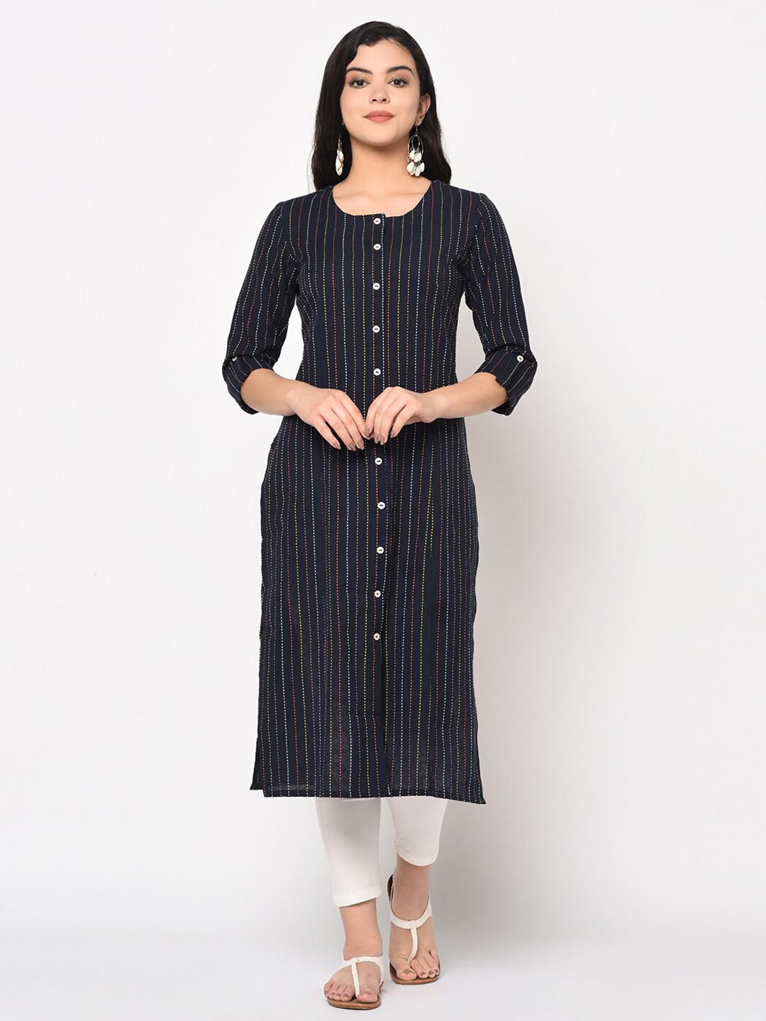 

antaran Navy Blue Striped Kurti