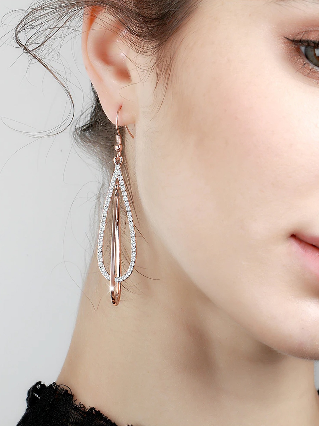 

Yellow Chimes Rose Gold Quirky Drop Earrings