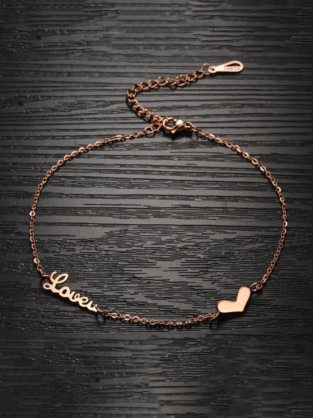 

Yellow Chimes Rose Gold-Toned & Plated Stainless Steel Heart Love Charm Anklet