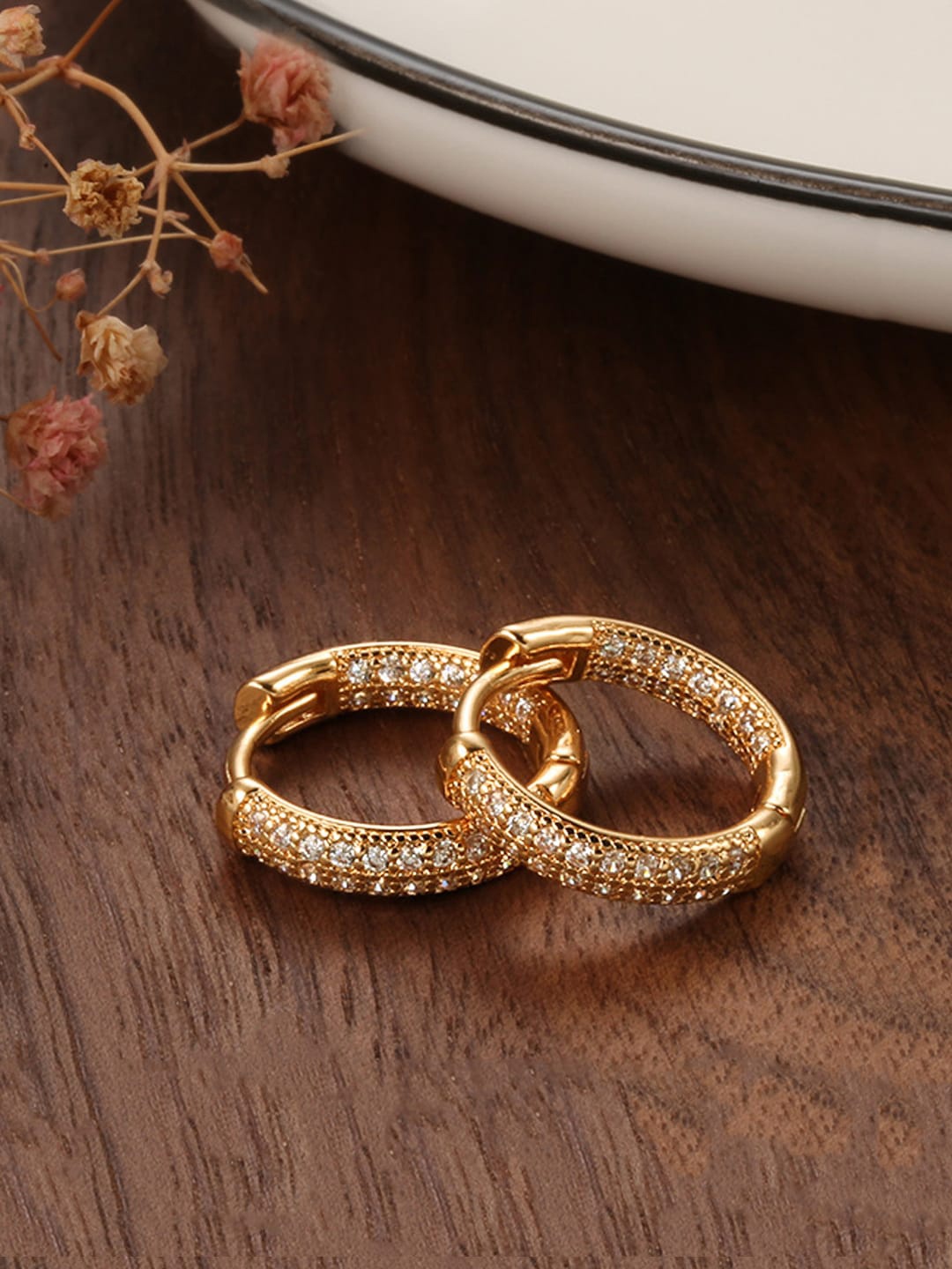 

Yellow Chimes Gold-Toned Quirky Hoop Earrings