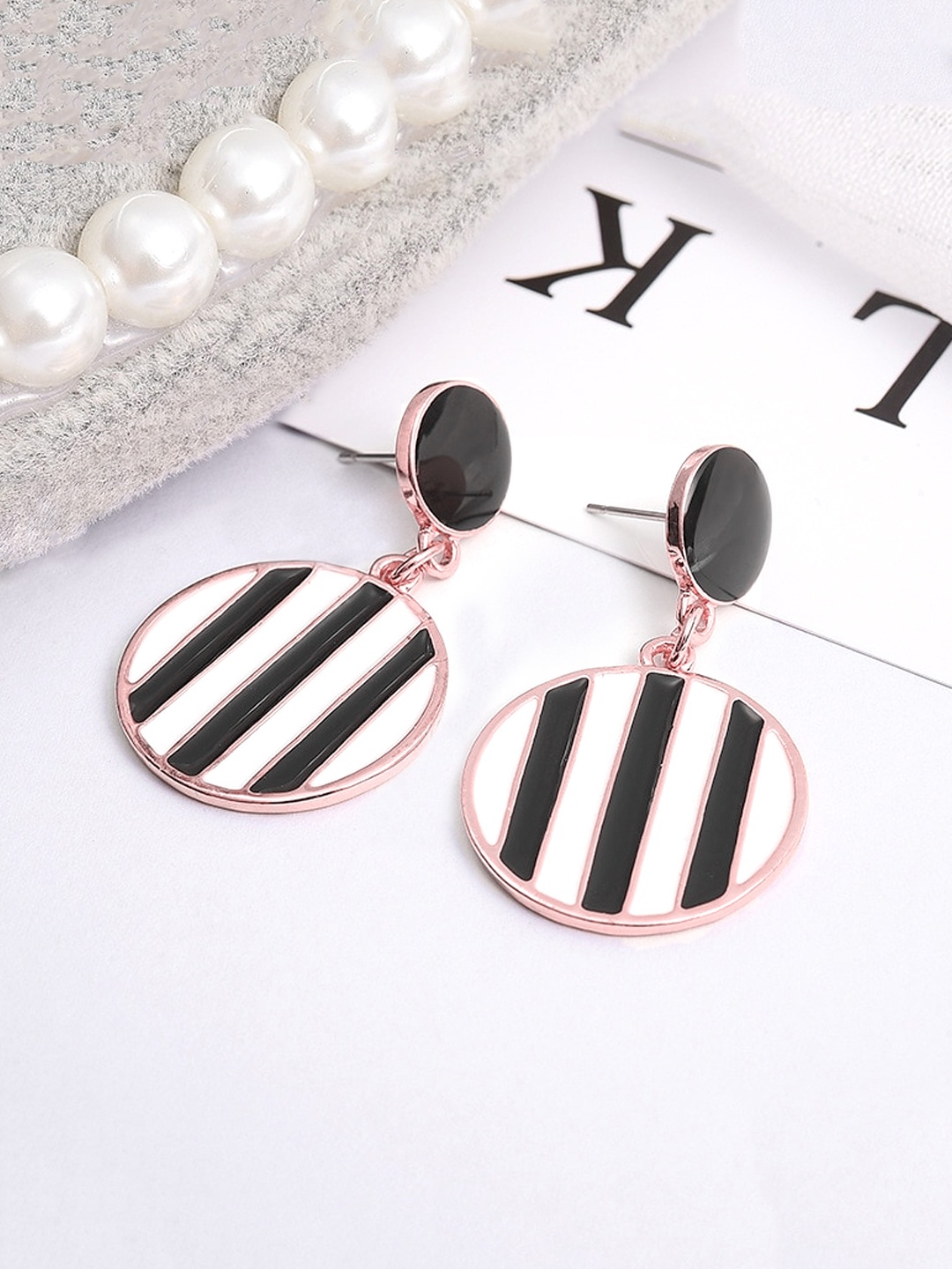 

Yellow Chimes Rose Gold Quirky Drop Earrings