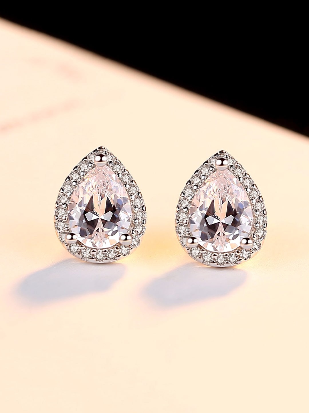 

Yellow Chimes White Crystal Silver Plated Stud Earrings