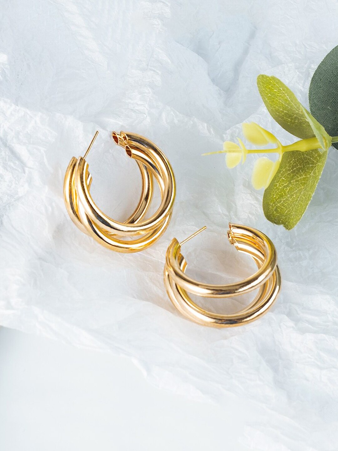 

Yellow Chimes Gold-Toned Quirky Studs Earrings