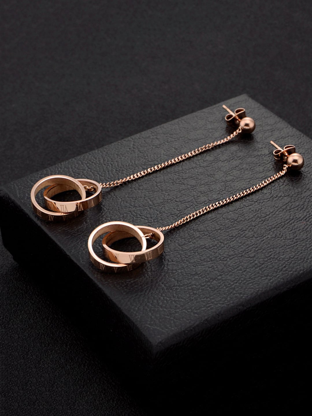 

Yellow Chimes Rose gold Plated Geometric Minimal Dangler Earrings
