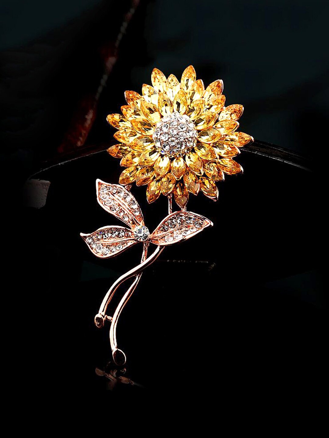 

Yellow Chimes Women Gold-Plated Floral Studded Brooch
