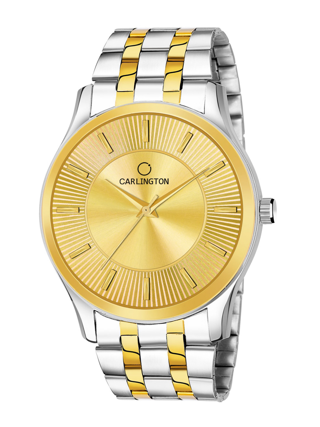 

CARLINGTON Men Gold-Toned Patterned Dial & Silver Toned Straps Analogue Watch CT-6220SG