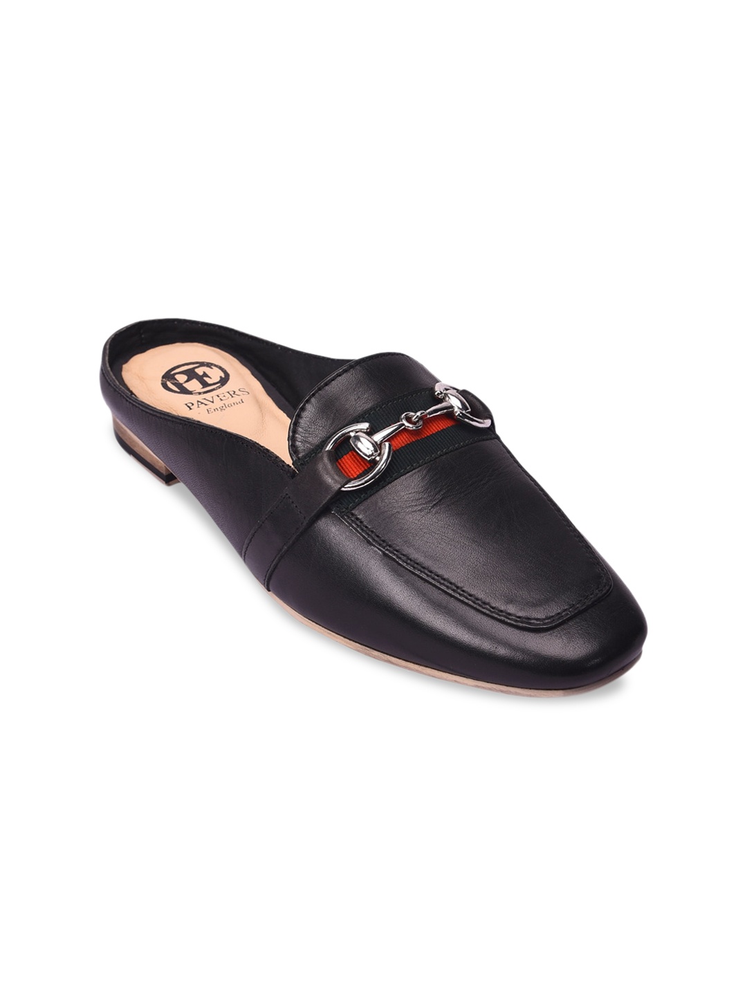 

Pavers England Women Black Leather Mules