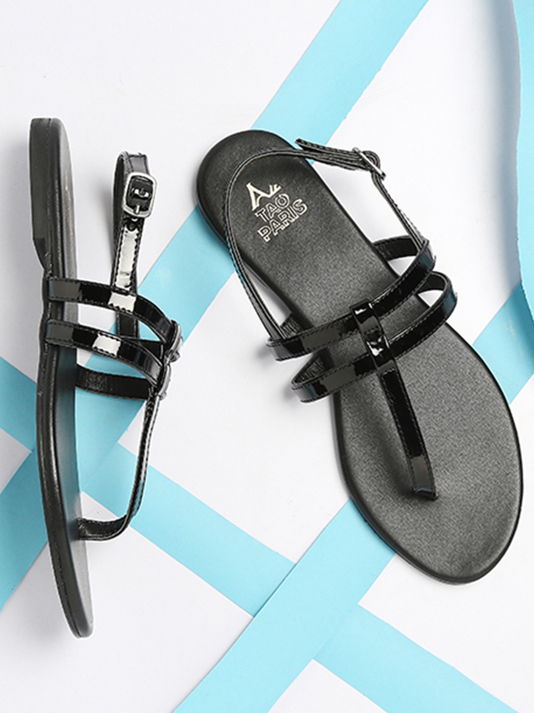 

Tao Paris Women Black T-Strap Flats