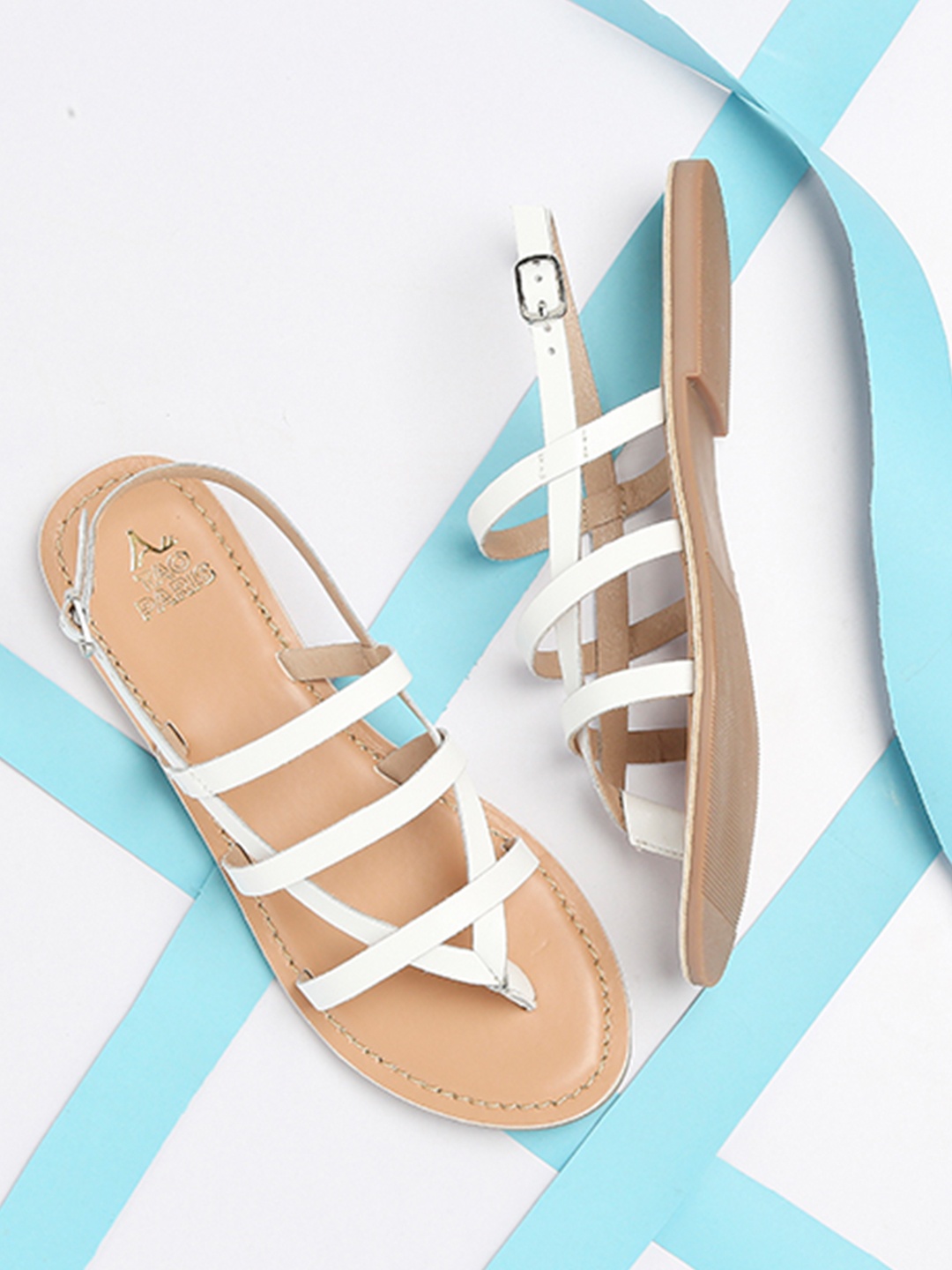

Tao Paris Women White Open Toe Flats