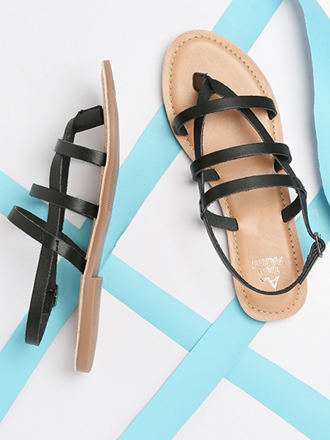 

Tao Paris Women Black Open Toe Flats