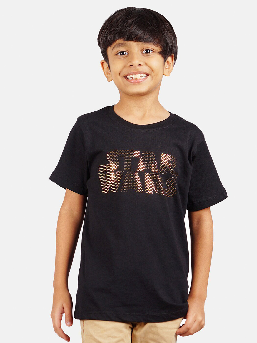 

Star Wars by Wear Your Mind Boys Black Cotton Typography Print T-shirt