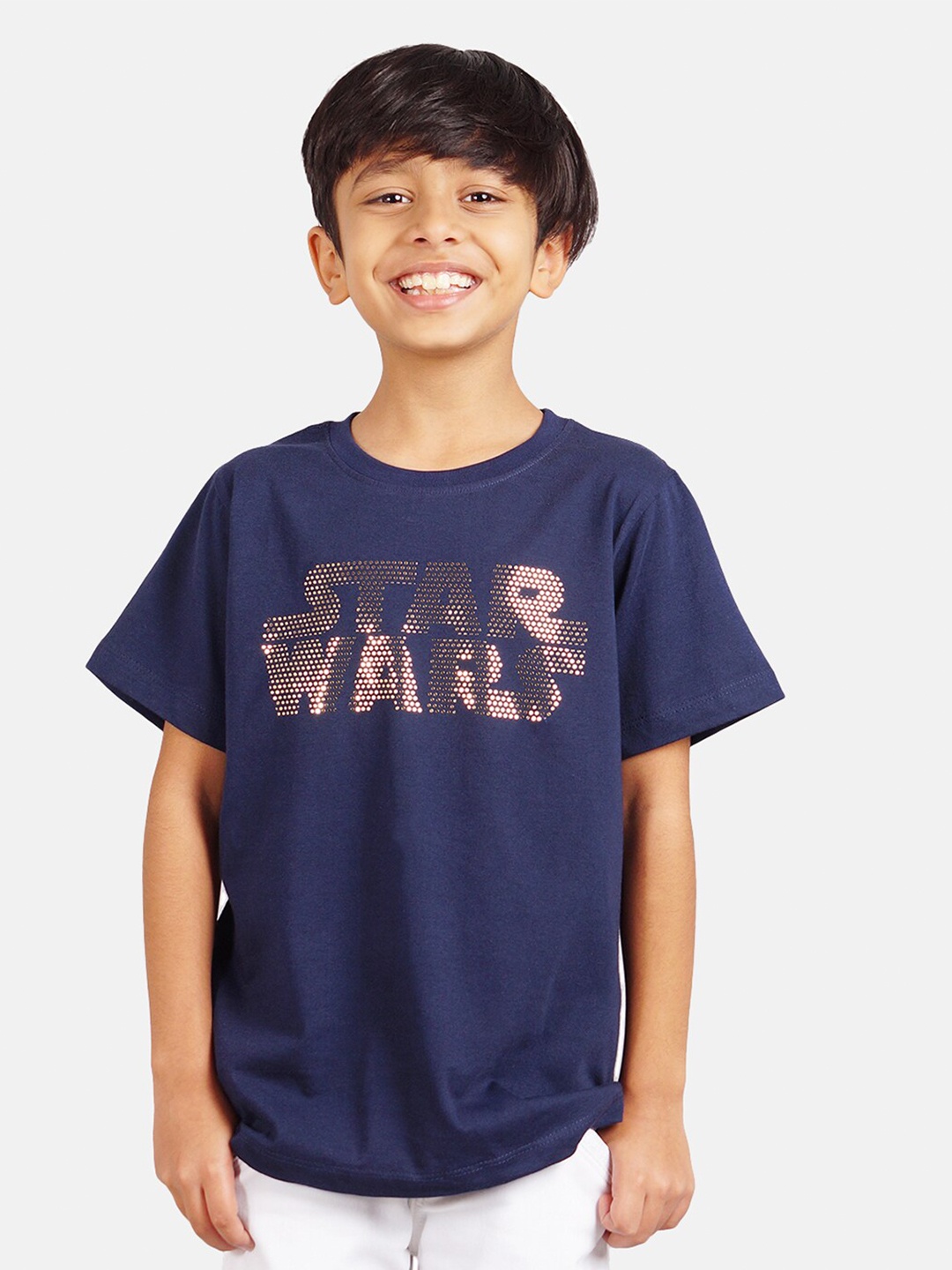 

Star Wars by Wear Your Mind Boys Navy Blue Cotton Typography Print T-shirt