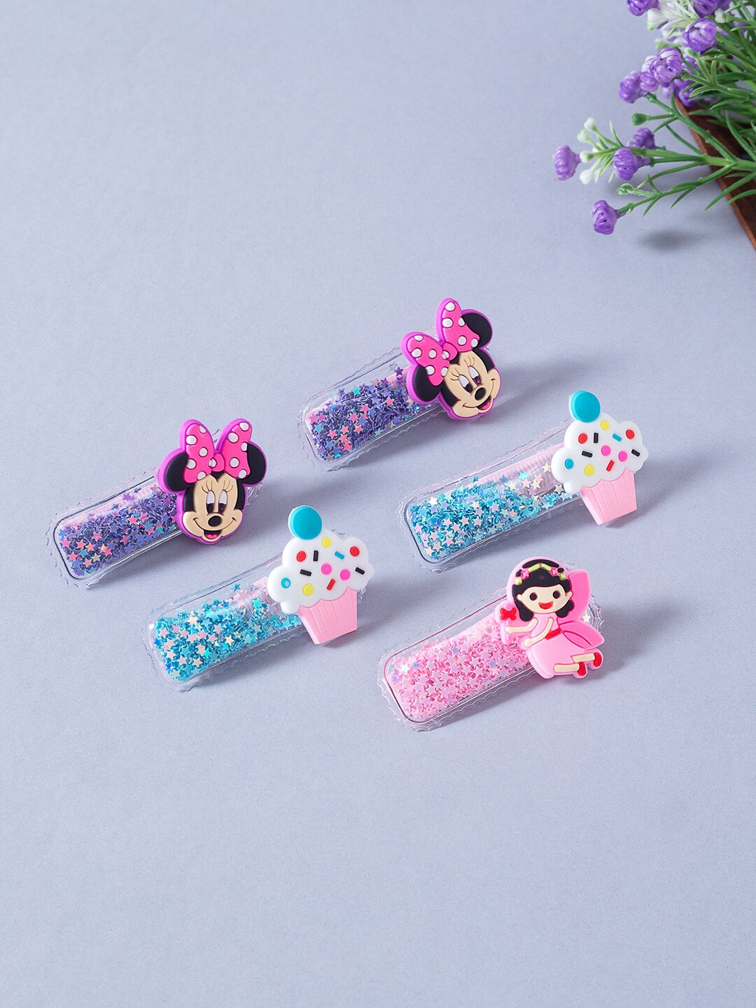 

Golden Peacock Girls Purple & Blue Set of 5 Embellished Alligator Hair Clip