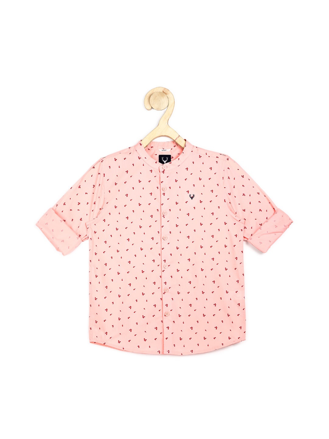 

Allen Solly Junior Boys Pink & Red Slim Fit Ditsy Conversational Print Cotton Casual Shirt