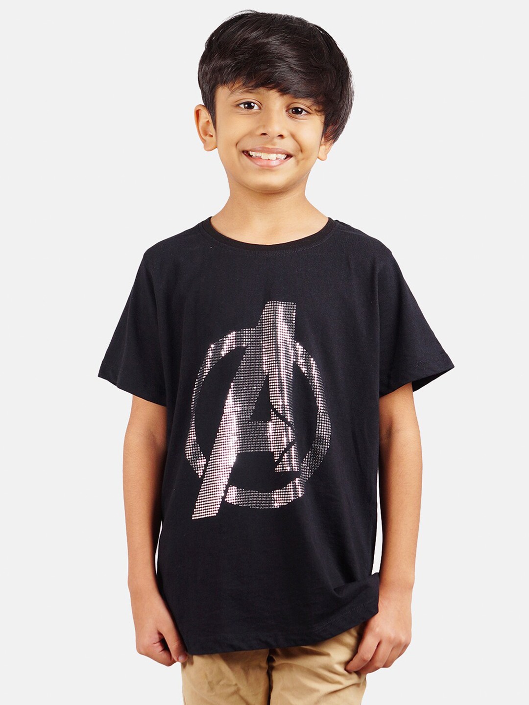 

Marvel by Wear Your Mind Boys Black & Grey Cotton Avengers Print T-shirt