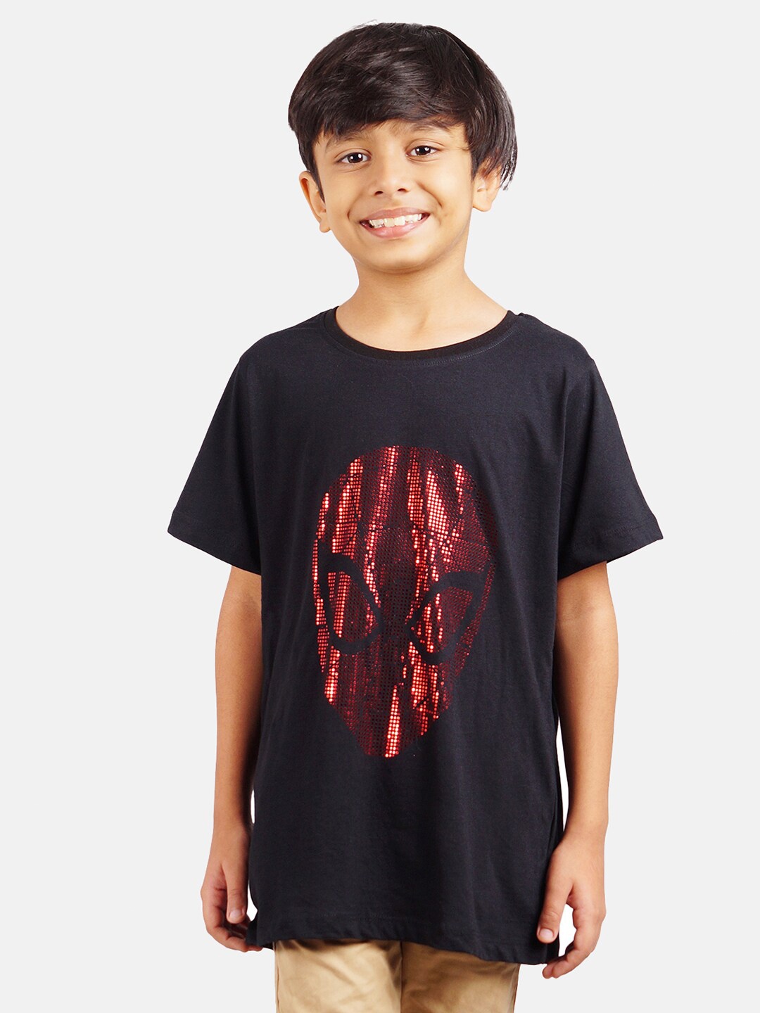 

Marvel by Wear Your Mind Boys Black & Red Cotton Spiderman Print T-shirt