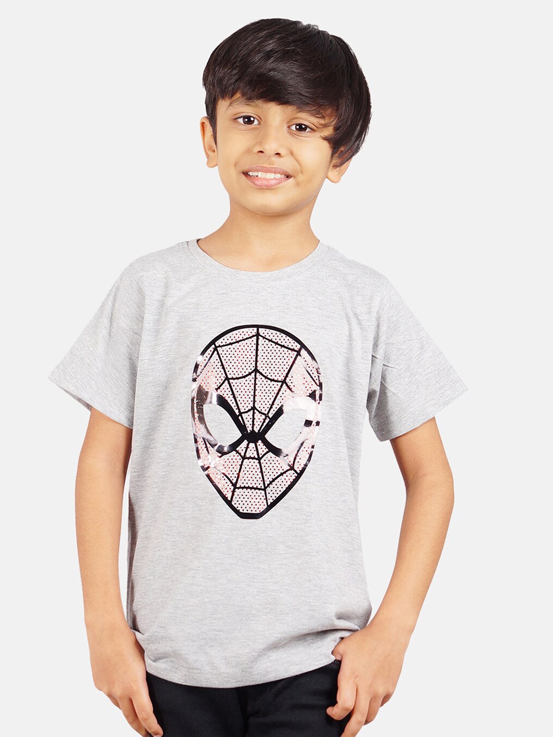 

Marvel by Wear Your Mind Boys Grey Melange & Black Cotton Spiderman Print T-shirt