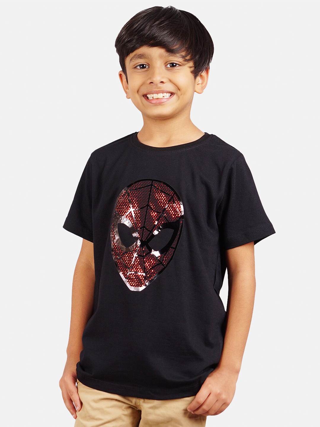 

Marvel by Wear Your Mind Boys Black & Red Cotton Spiderman Print T-shirt