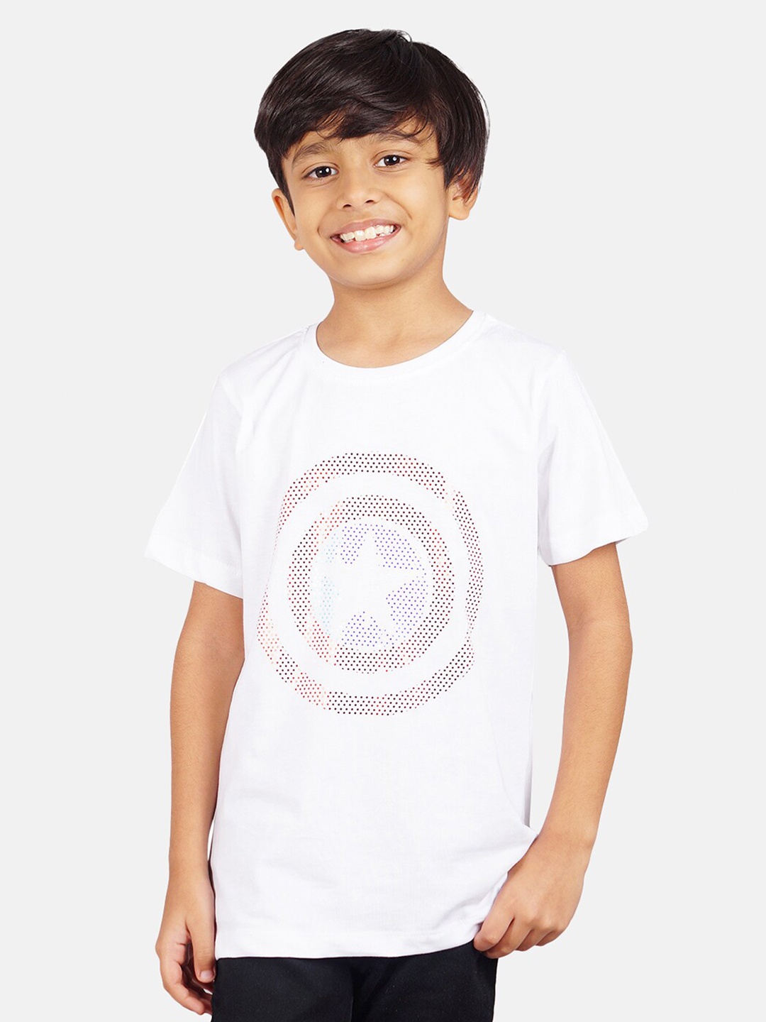 

Marvel by Wear Your Mind Boys White & Red Cotton Avengers Captain America Print T-shirt