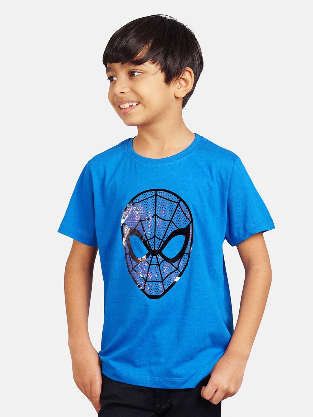 

Marvel by Wear Your Mind Boys Blue & Black Cotton Spiderman Print T-shirt