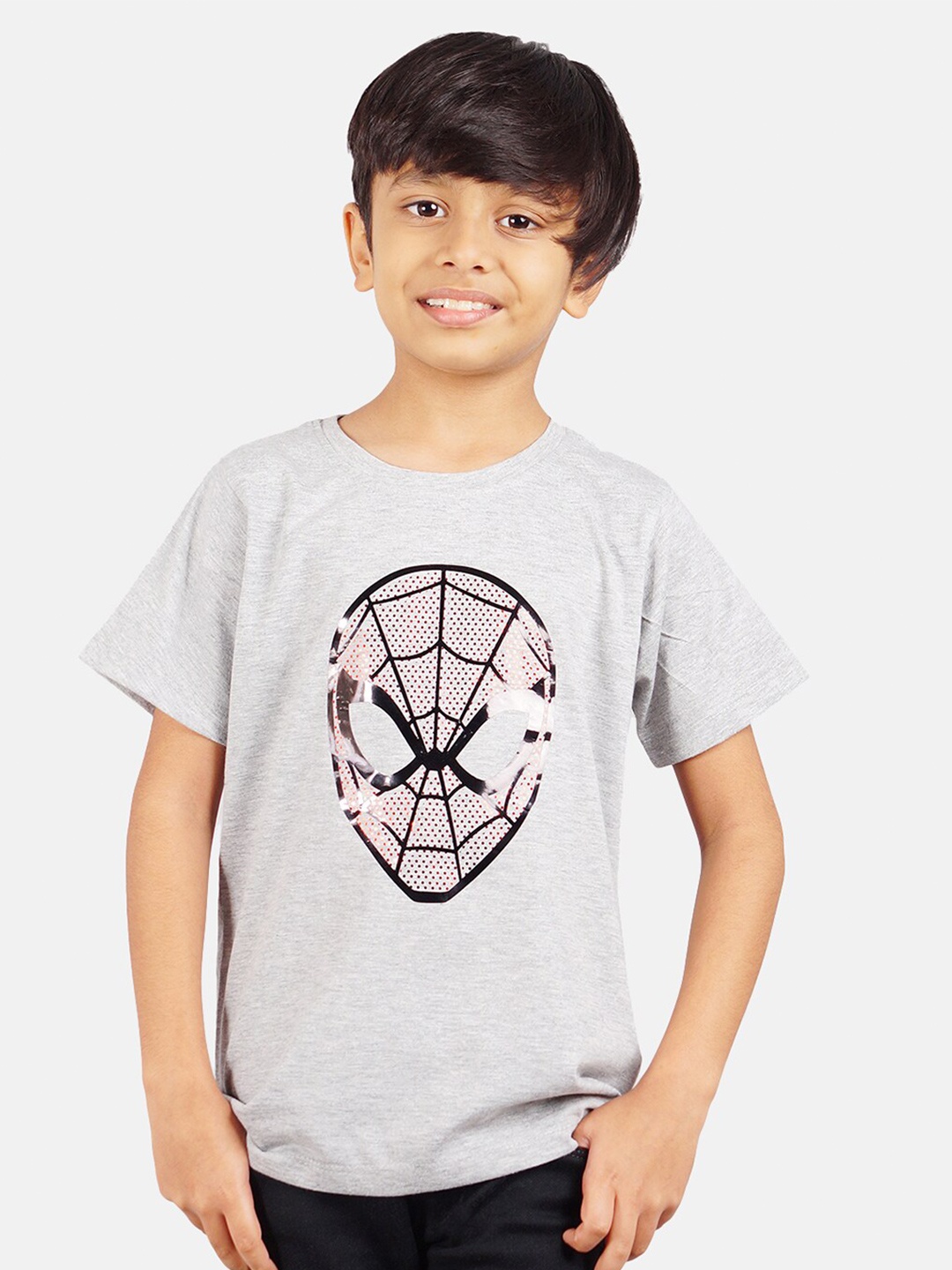 

Marvel by Wear Your Mind Boys Grey Melange & Black Cotton Spiderman Print T-shirt