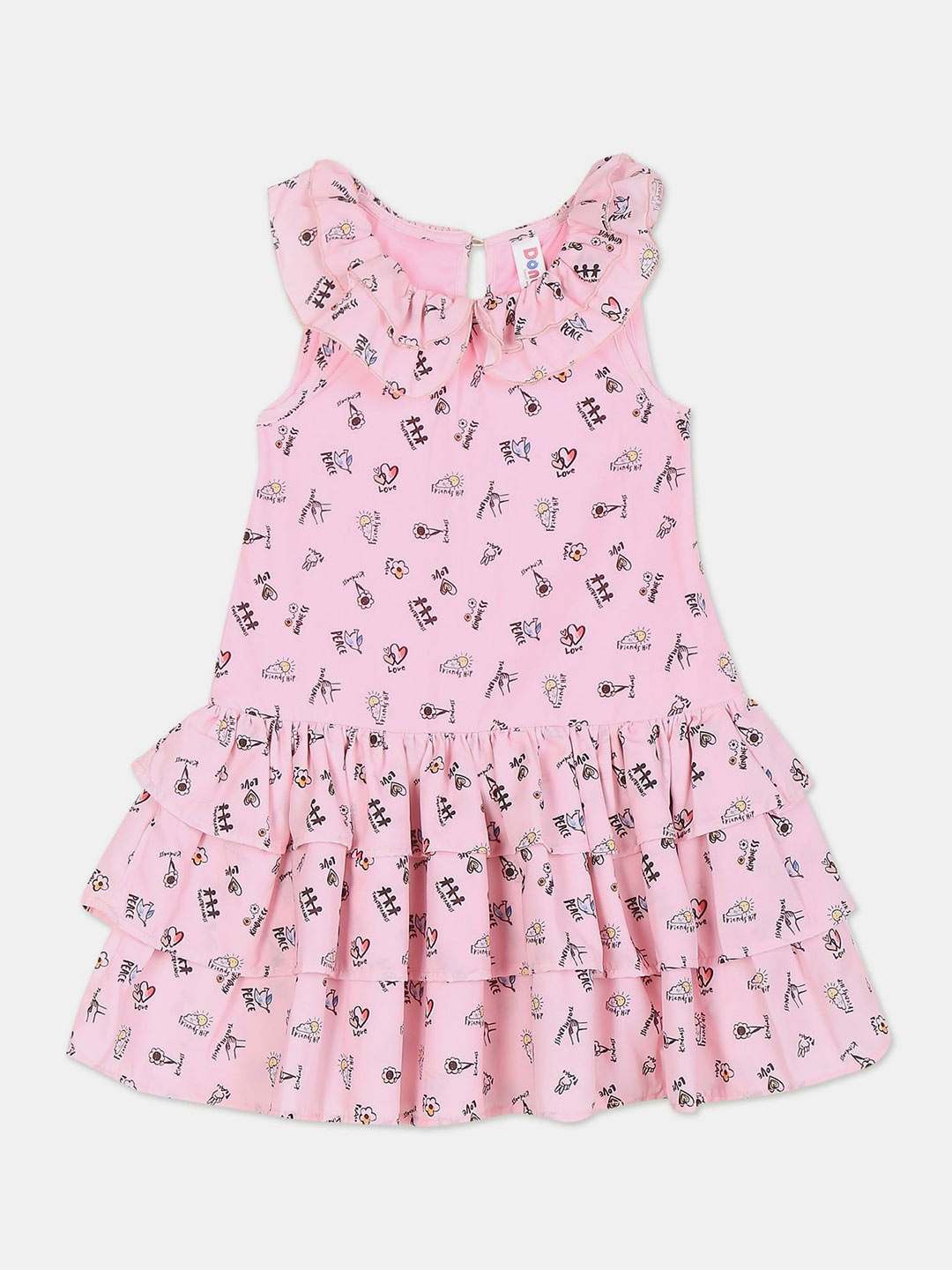 

Donuts Pink Printed Drop-Waist Fit & Flare Dress With Matching Hairband