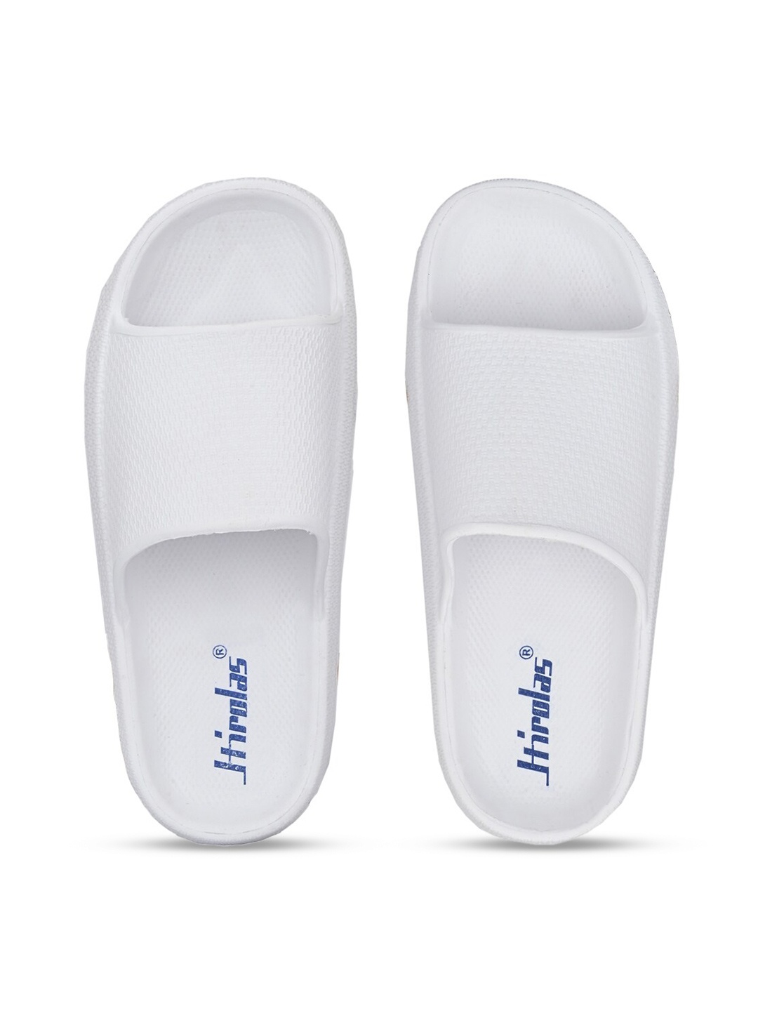 

HIROLAS Men White Fluffy comfortable Rubber Sliders