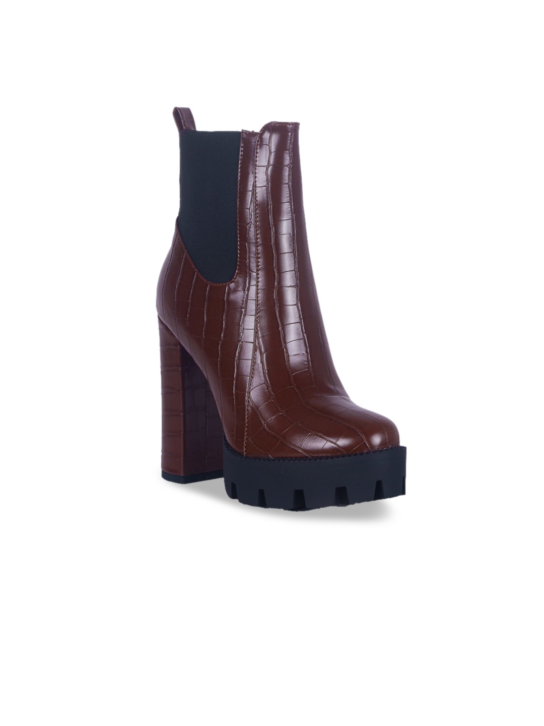 

London Rag Brown Block Heeled Boots