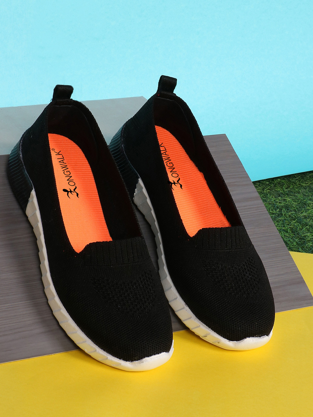 

Longwalk Women Black Textured Slip-On Sneakers