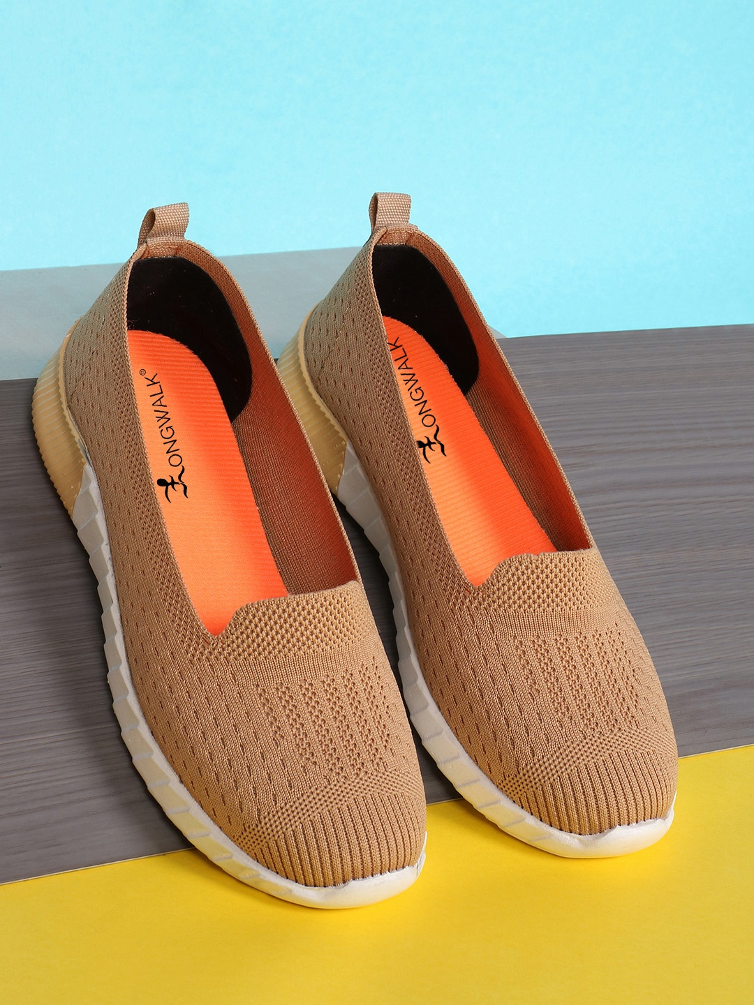 

Longwalk Women Beige Woven Design Slip-On Sneakers
