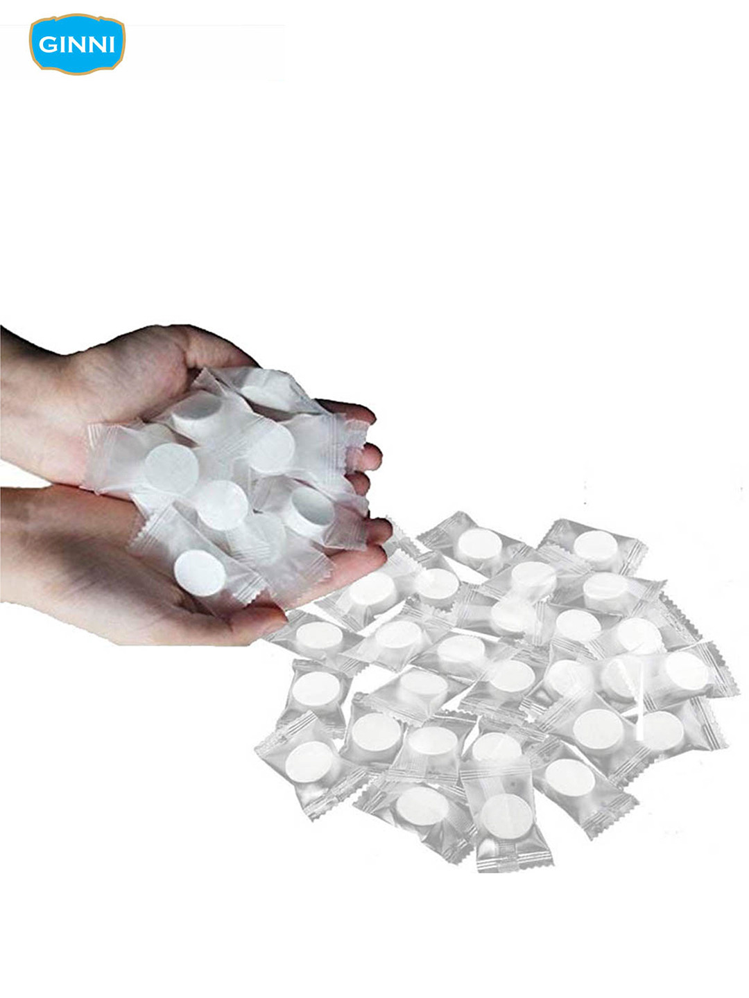 

Ginni 400 Pcs Magic Dry Coin Tissues Expand With Water for Multi Use, White