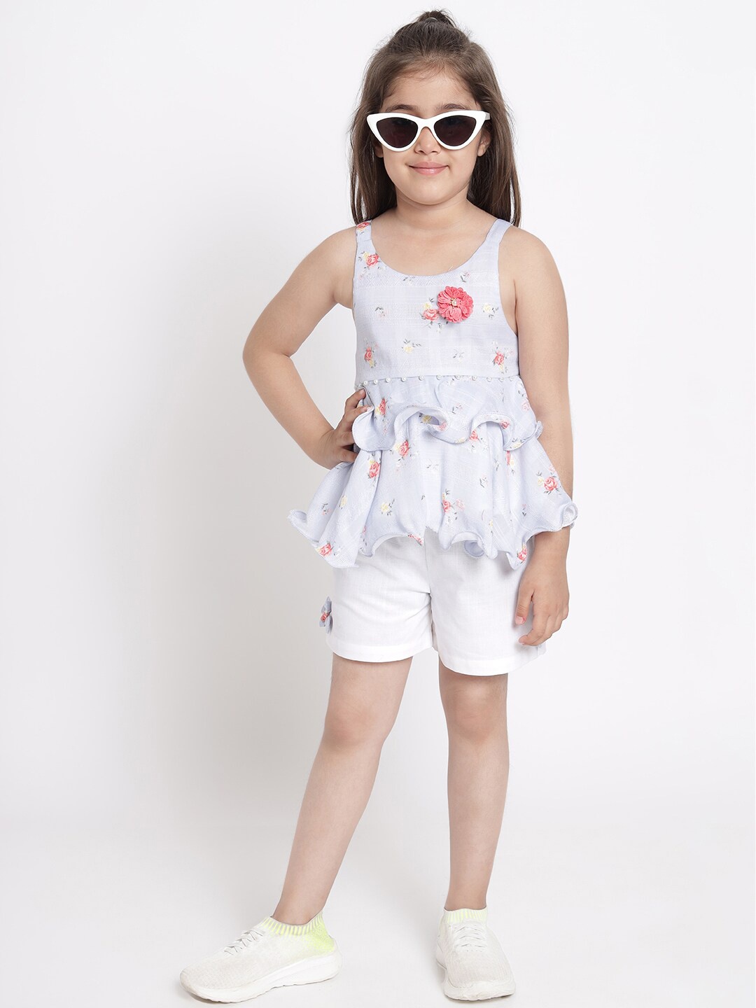 

Nauti Nati Girls Blue & White Printed Tiered Top with Shorts