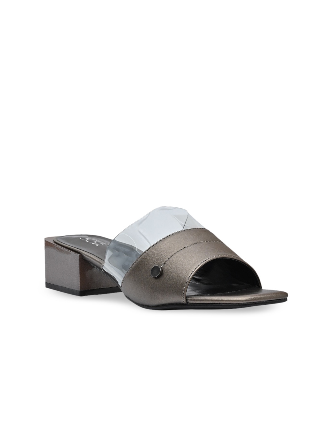 

Jove Grey PU Block Sandals