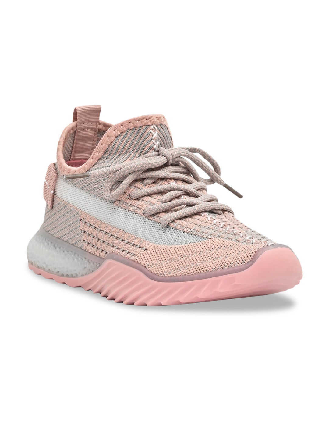 

Jove Women Pink Woven Design Sneakers