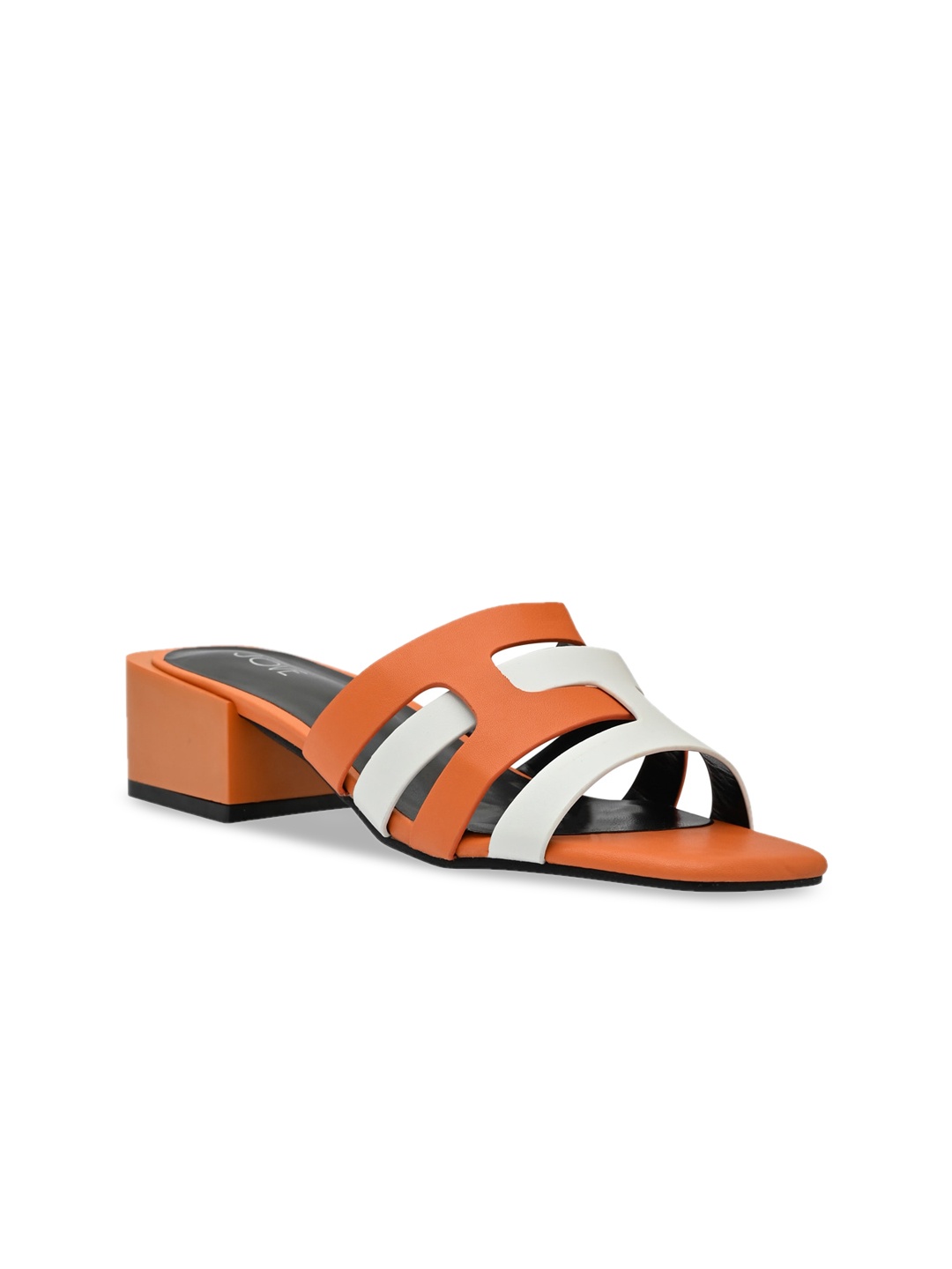 

Jove Orange Colourblocked Block Sandals