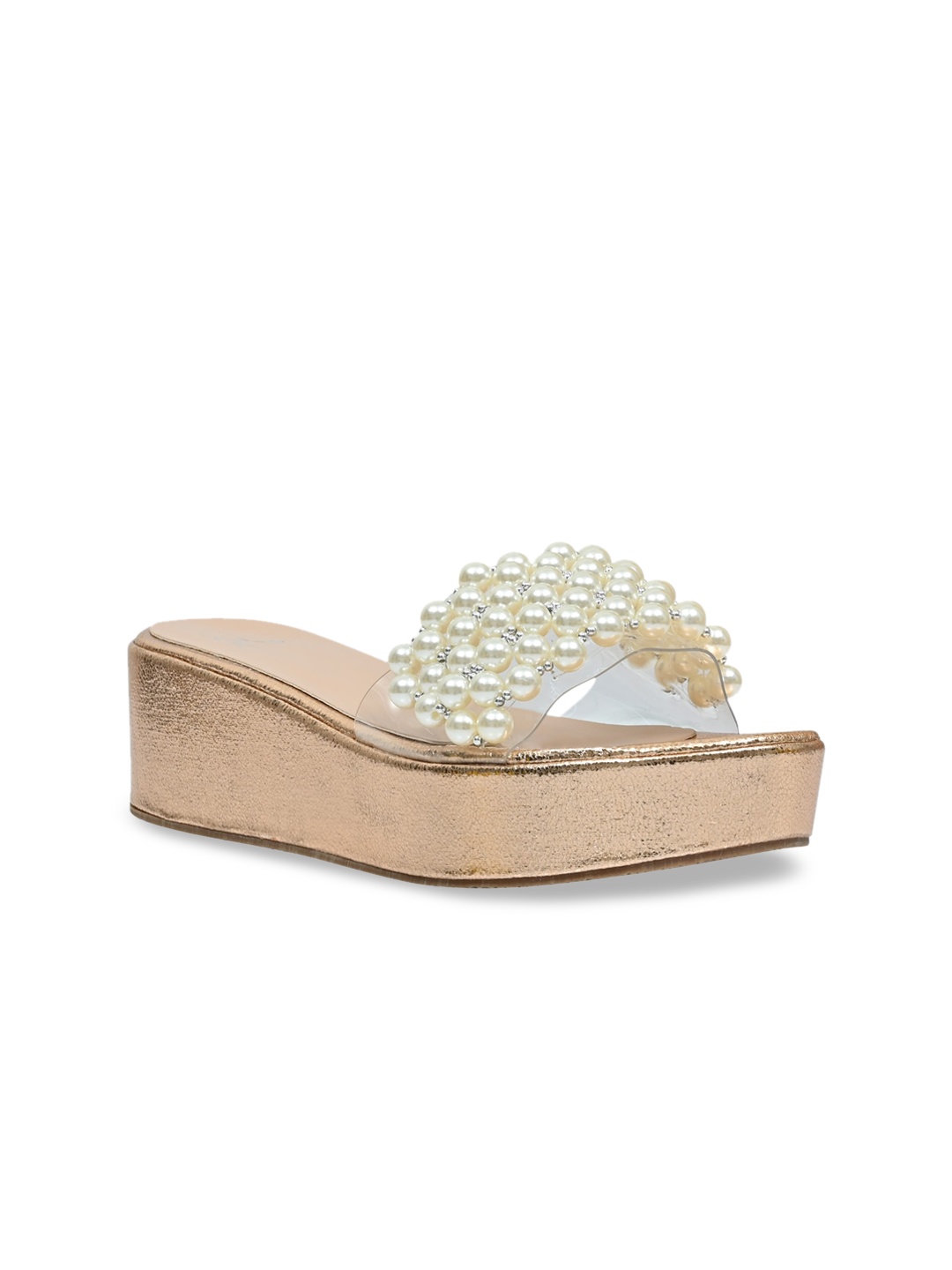 

Jove Rose Gold PU Flatform Sandals