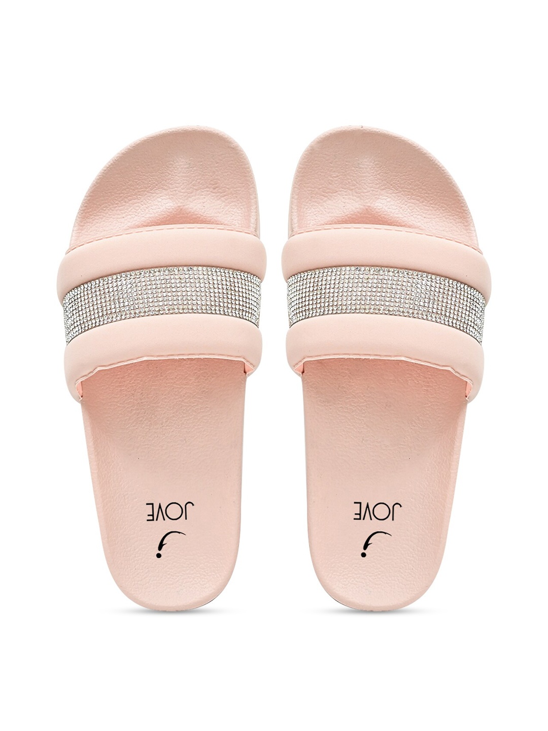 

Jove Women Pink & Silver-Toned Embellished Sliders