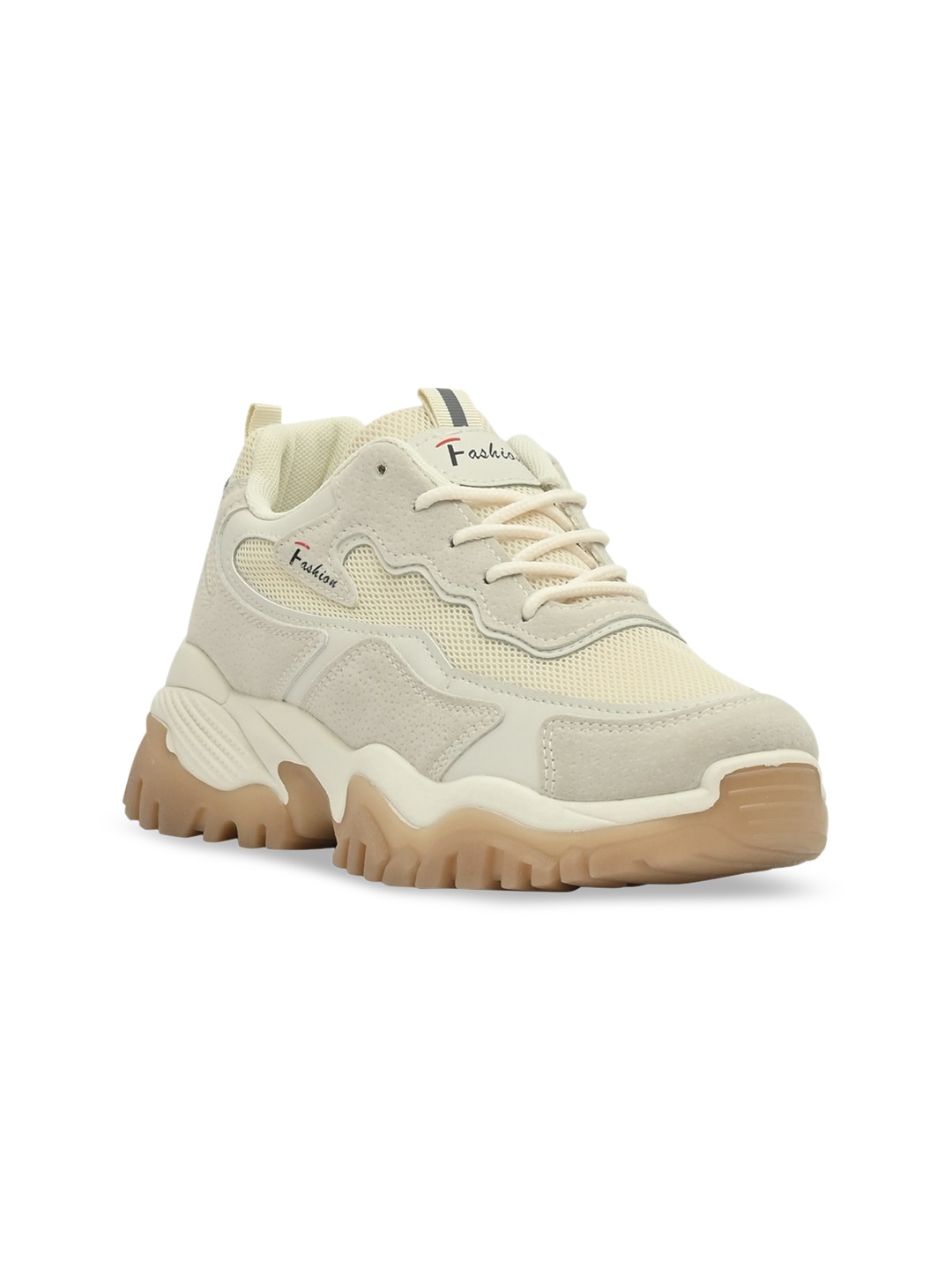 

Jove Women Beige Solid Regular Sneakers