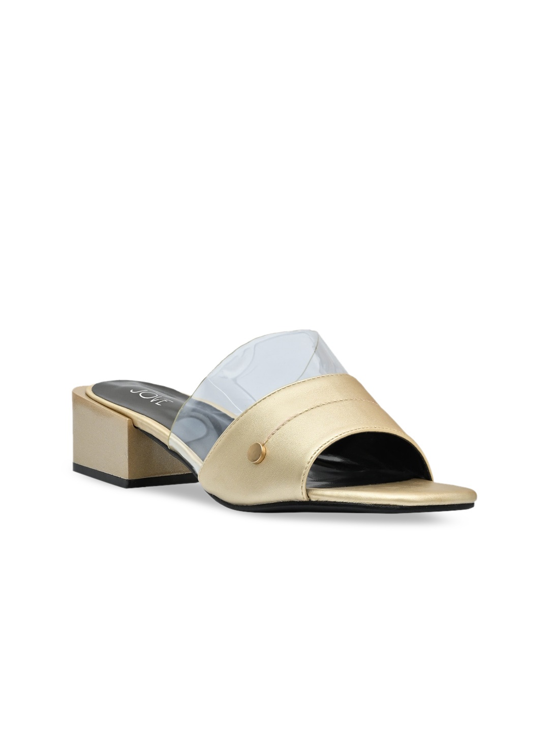 

Jove Gold-Toned & Transparent Solid Block Sandals