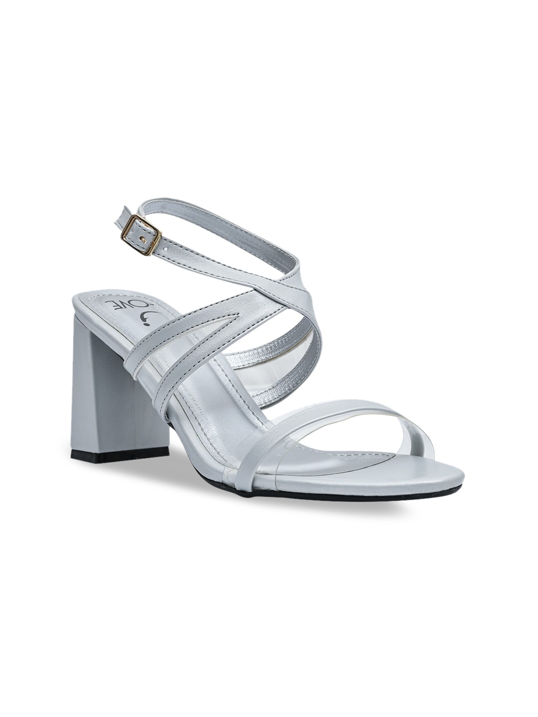 

Jove Silver-Toned PU Block Sandals